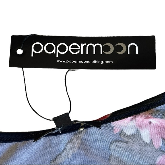 🌺 Papermoon Cami Tank Top Size 2X NWT Blue Dark Floral Print Stretchy Summer - Picture 7 of 10